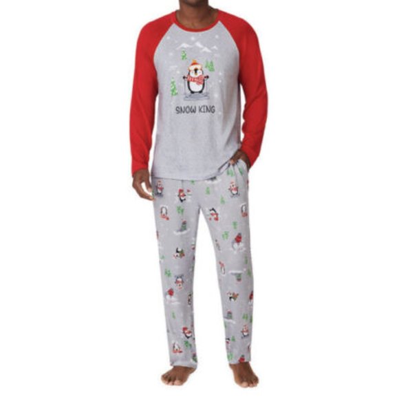 Jammies For Your Families NWT Mens Snow King Penguin Skiing Sleep Set 4XB - Picture 1 of 3